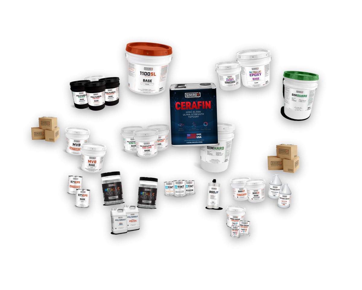 Simiron epoxy and concrete coating product lineup