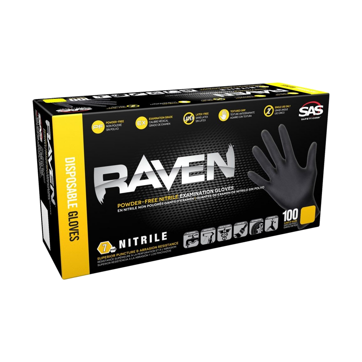Raven Powder-Free Nitrile 7 Mil X-Large 100 Pack